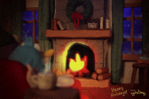 Cozy Winter Ducky Yule Log Fireplace