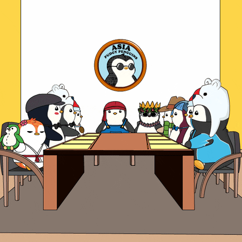 Team Discuss GIF by Pudgy Penguins
