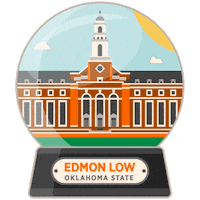 Edmon Low Library Orange Sticker by Oklahoma State University
