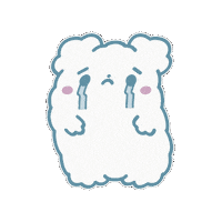 Kumotto sad kawaii blue white Sticker