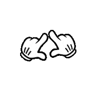 Sticker gif. Pair of white-gloved hands with pointed index fingers draw a big pink heart over a transparent background.
