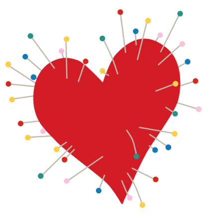 VaguelyVoguing love heart sewing pin Sticker