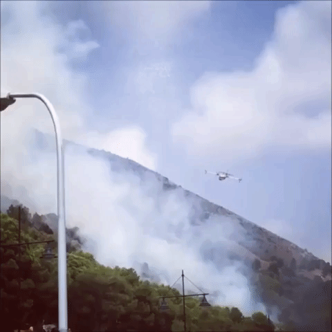 Airplane Dumps Water on Costa Del Sol Brushfire