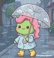 Raining Rainy Day GIF by KuteCosmos | Home of Fruffy