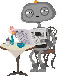 suspicious robot Sticker by cabuu