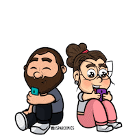 Disparcomics love amor corazones abrazo Sticker