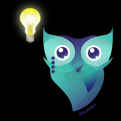 myphilsoc giphygifmaker thinking owl wise GIF