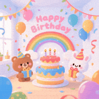 llwuStudio01 happy rainbow birthday happy birthday GIF