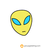 GroupGreetingcards yellow alien ufo ovni Sticker