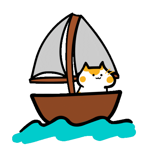 Cat Beach Sticker by Poku Meow