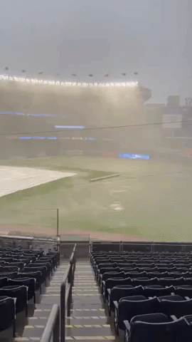 Thunderstorm Causes Rain Delay at Yankee Stadium