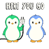 Penguin Here You Go Sticker by Abster