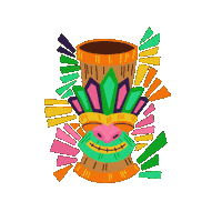 katierogersrabalais tiki islands moai tiki mug Sticker