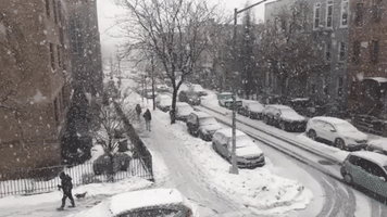 Storm Brings Heavy Snow to Brooklyn, New York