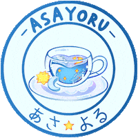 asayoru_cafe logo kawaii brand cafe Sticker