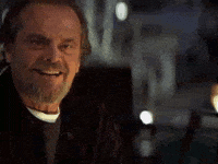 Celebrity gif. We zoom in on Jack Nicholson slowly nodding his head with a creepy grin.
