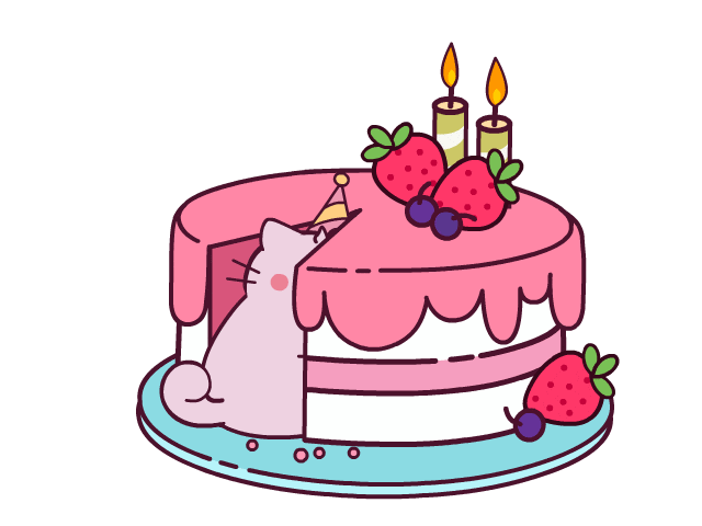 Happy Birthday Cat Sticker by Pembe