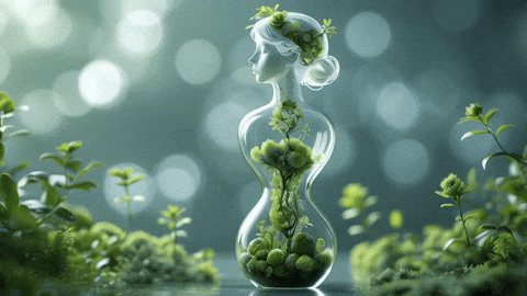 Transperant Glass Woman Ecosystem Flowers Plants Body GIF