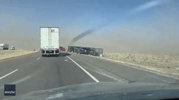 Trucks Toppled Amid Strong Winds in Texas Panhandle