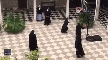 Spanish Nuns Take Break From Crafting COVID-19 Face Masks to Play Basketball