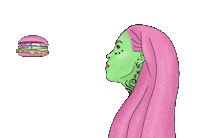 artsykrissie hungry colorful alien tattoo Sticker