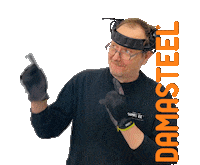 Damasteel damasteel damasteelab cutting edge and looks too swedish damascus Sticker