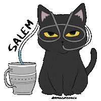 Salem Cat Silly Straw Sticker