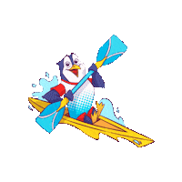 Penguin Kayak Sticker by AAA CUP