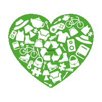 kringloopwinkelrataplan love heart green sweet Sticker