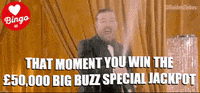 Ricky Gervais Champagne GIF by Buzz_Bingo