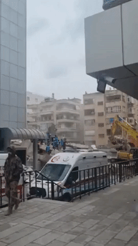 Building Reduced to Rubble by Deadly Turkey Quake