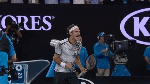 Excited Roger Federer GIF by Australian Open