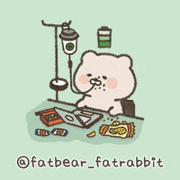 fatbear_fatrabbit coffee work bear eat GIF