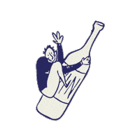 Waving Wine Bottle Sticker by CTZN