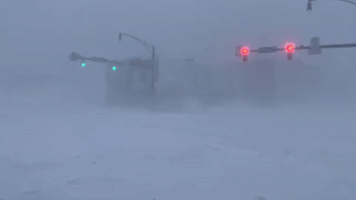 Blizzard Reduces Visibility in Buffalo on Christmas Eve