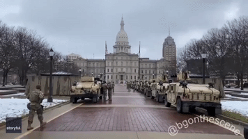 Humvees Line Michigan State Capitol Grounds Ahead of Anticipated Protests