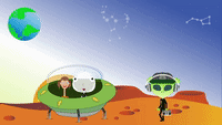 Alien Dance Party | Long Neck Lisa and Big Head Bob ride their spaceship