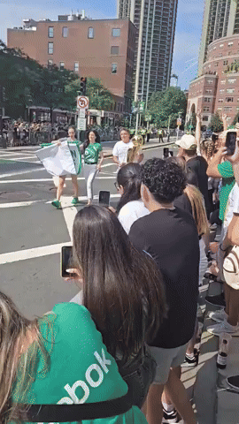 Celtics Owner Parades NBA Trophy Down Boston Street