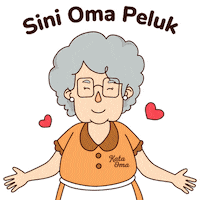 KataOma hug oma peluk telurgabus Sticker