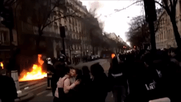 Flames and Smoke Seen Amid #BlocusPourTheo Protest in Paris