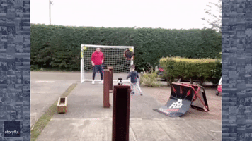 Family Goals: Father and 4-Year-Old Son Create Intricate Soccer Practice Routines