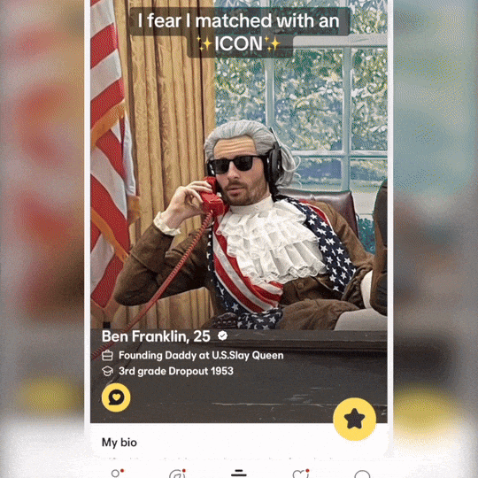 Swiping Right Founding Father GIF