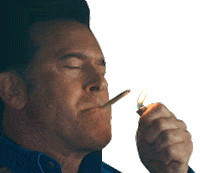 Bruce Campbell Smoking Sticker by Ash vs Evil Dead