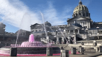 Pennsylvania Capitol Fountain Dyed Pink for Breast Cancer Awareness Month