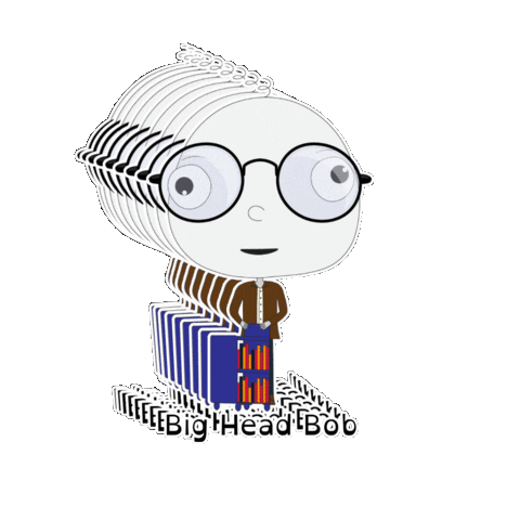 Book Glasses Sticker by BigHeadBob.com