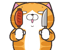 Cat Eating Sticker by MochiDad