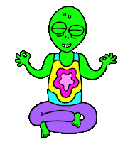 Aliens Meditation Sticker by Russell Taysom