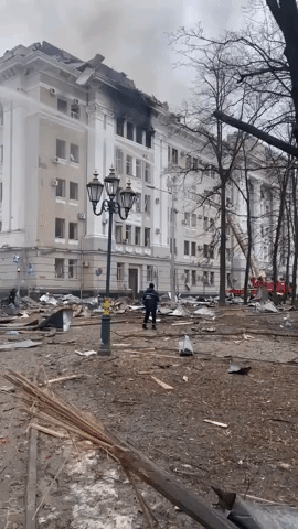 Buildings in Kharkiv's Historic Center Damaged by Russian Strikes