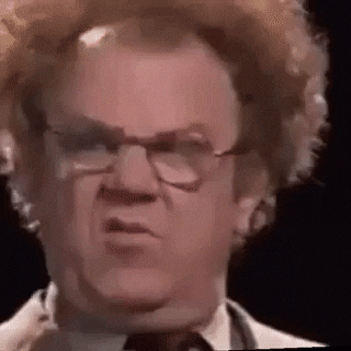 TV gif. Multiple angles of a shifty-eyed, more-confused-than-usual Dr. Steve Brule from Check it Out!