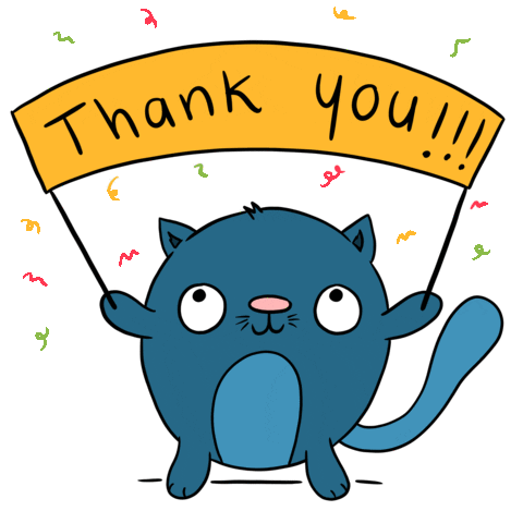 Cat Thank You Sticker by Raf Sinopoli